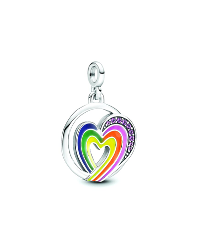 Pandora Me Silver Rainbow Heart Charm In Green