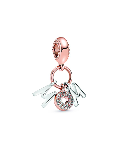 Pandora Moments 14k Rose Gold Plated & Silver Cz Mum Dangle Charm