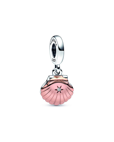 Pandora Moments 14k Rose Gold Plated & Silver Pearl Cz Club 2023 Dangle Charm