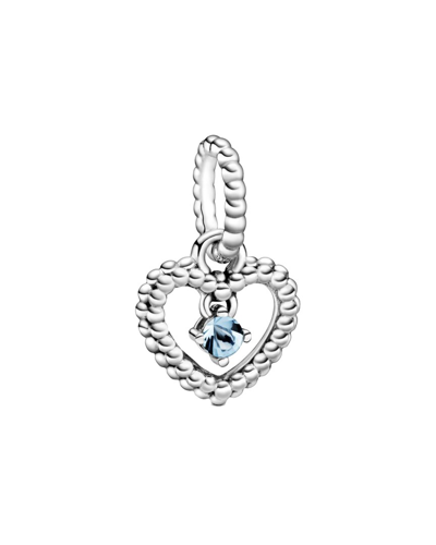 Pandora Signature Silver Heart Dangle Charm In Metallic