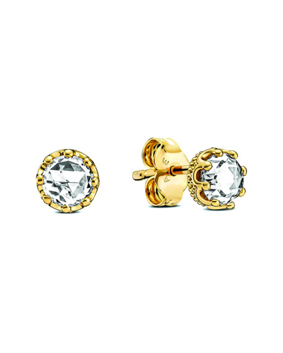 Pandora Moments 14k Plated Cz Crown Studs