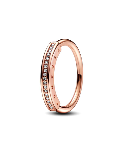 Pandora Signature 14k Rose Gold Plated Cz Signature Id Ring