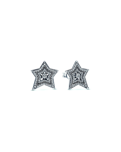 Pandora Timeless Silver Cz Celestial Asymmetric Star Studs