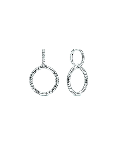 Pandora Moments Silver Snake Chain Earrings In Metallic