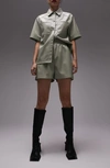 Topshop Pull-on Faux Leather Shorts In Light Green