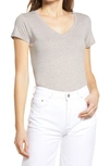 Nordstrom Everyday V-neck T-shirt In Tan Cobblestone Heather