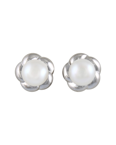 Splendid Pearls Plated Silver 7-7.5mm Freshwater Pearl Earrings In White