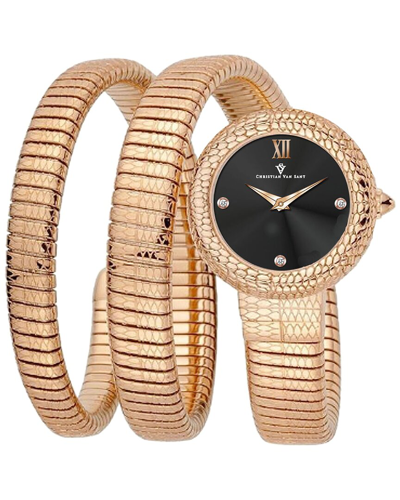 Christian Van Sant Women's Naga Black Dial Watch In Black / Gold Tone / Rose / Rose Gold Tone