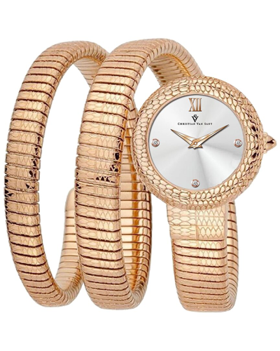 Christian Van Sant Naga Quartz Silver Dial Ladies Watch Cv0891 In Gold Tone / Rose / Rose Gold Tone / Silver