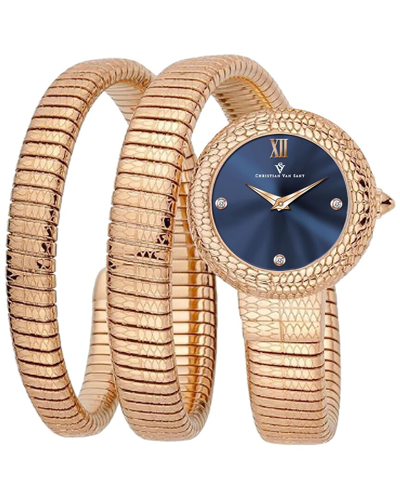 Christian Van Sant Women's Naga Blue Dial Watch In Blue / Gold Tone / Rose / Rose Gold Tone