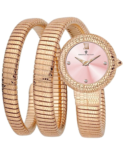 Christian Van Sant Women's Naga Pink Dial Watch In Gold Tone / Pink / Rose / Rose Gold Tone