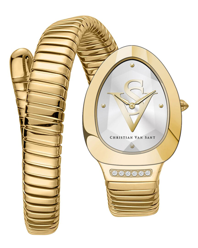 Christian Van Sant Naga Quartz Silver Dial Ladies Watch Cv0871 In Gold Tone / Silver / Yellow