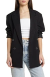 Topshop 90's Double Breasted 6 Button Blazer In Black - Part Of A Set In Black