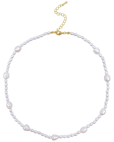 Adornia 14k Plated 5-10mm Mm Pearl Strand Necklace In Metallic