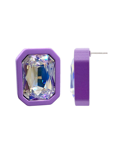 Adornia Rhodium Plated Statement Earrings In Purple
