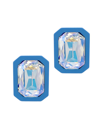 Adornia Rhodium Plated Statement Earrings In Blue