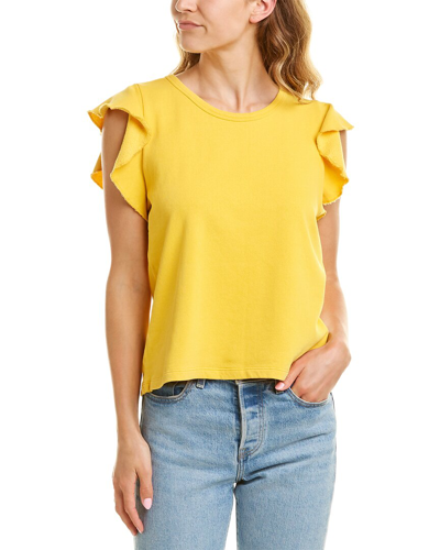 Lilla P Ruffle Sleeve Top In Yellow