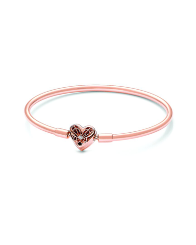Pandora Moments 14k Rose Gold Plated Cz Heart & Butterfly Bangle Bracelet