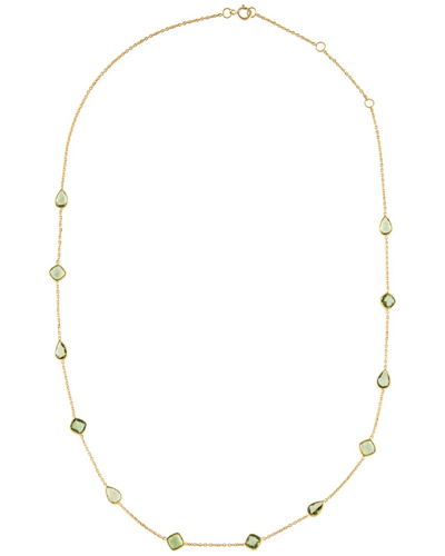 Gemstones 18k 6.20 Ct. Tw. Green Sapphire Station Necklace In Gold