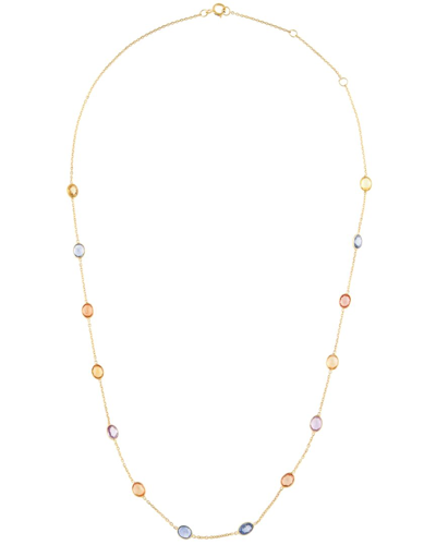 Gemstones 18k 7.40 Ct. Tw. Sapphire Station Necklace In Gold