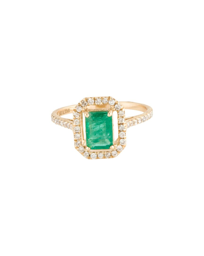 Gemstones 14k 1.18 Ct. Tw. Diamond & Emerald Halo Ring