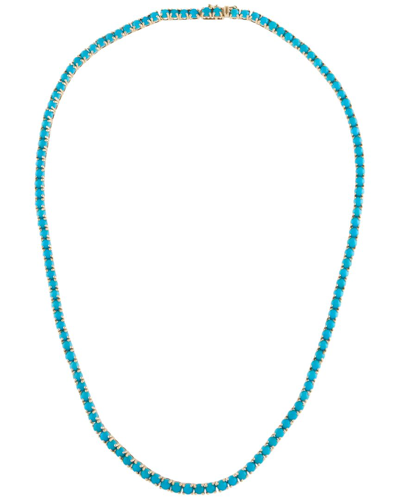 Gemstones 14k 19.49 Ct. Tw. Turquoise Tennis Necklace In Blue