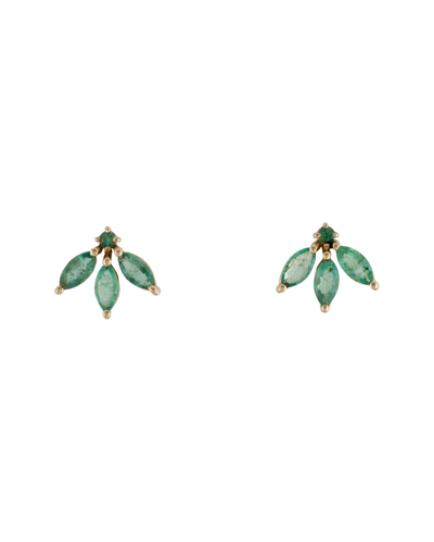 Gemstones 14k 0.90 Ct. Tw. Emerald Peacock Studs In Green