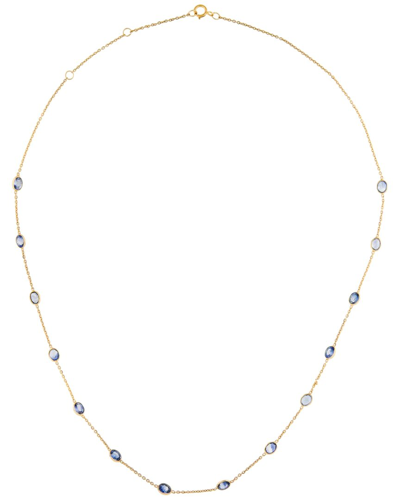 Gemstones 18k 4.34 Ct. Tw. Sapphire Station Necklace In Gold