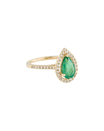 Gemstones 14k 1.41 Ct. Tw. Diamond & Emerald Halo Ring
