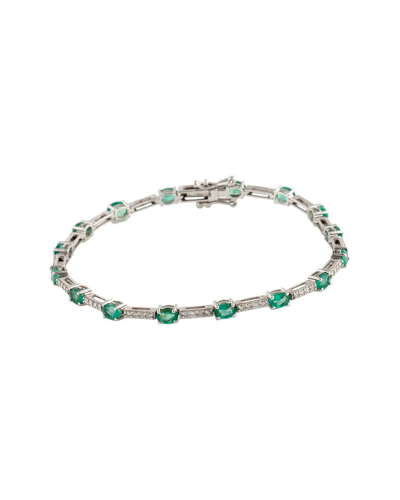 Diamond Select Cuts 14k 2.75 Ct. Tw. Diamond & Emerald Tennis Bracelet In Metallic