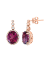 EFFY FINE JEWELRY EFFY FINE JEWELRY 14K ROSE GOLD 6.22 CT. TW. DIAMOND & RHODOLITE EARRING