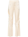 Blumarine Satin Wide-leg Cargo Trousers In Angora