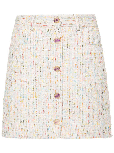 Msgm Bouclé Mini Skirt In White