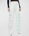 Alice And Olivia Olympia Mid-rise Baggy Cargo Pants In Off White