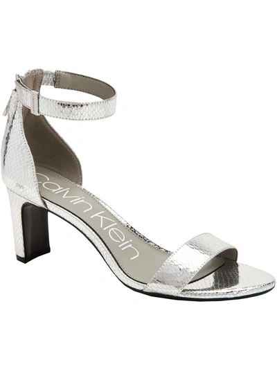 Calvin Klein Chandari Womens Ankle Strap Dress Heels In Silver