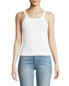 Re/done Ribbed Scoop-neck Fitted Tank In White