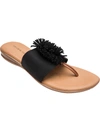 Andre Assous Novalee Womens Embellished Fringe Pom Thong Sandals In Black