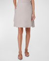 Akris Cotton Short Skirt With Trapezoid Slit Detail In Greige