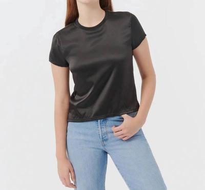 Atm Anthony Thomas Melillo Silk Charmeuse Crew Neck Tee In Black