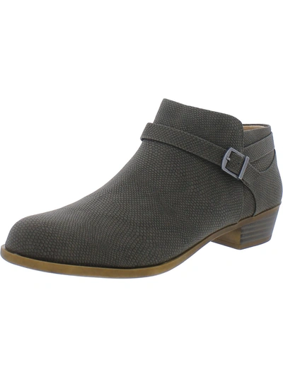 Lifestride Aleander Womens Faux Leather Ankle Booties In Grey