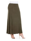 24SEVEN COMFORT APPAREL PLUS WOMENS STRETCH CALF MIDI SKIRT