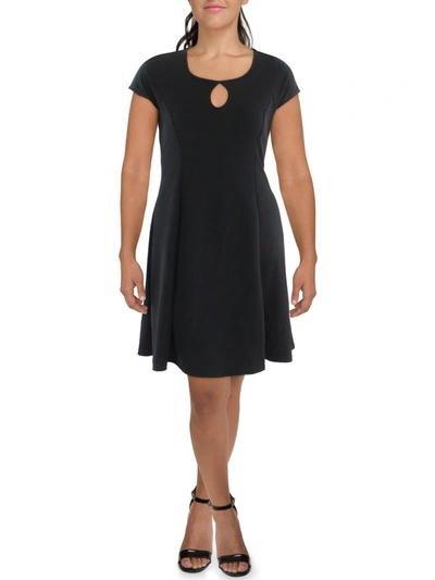24seven Comfort Apparel Plus Womens Knit Short Sleeves Shift Dress In Black