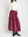 En Saison Rozlyn Pleated Midi Skirt In Mulberry In Red
