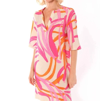 Vilagallo Ginevra Dress In Pink/orange Lucca Print In Multi