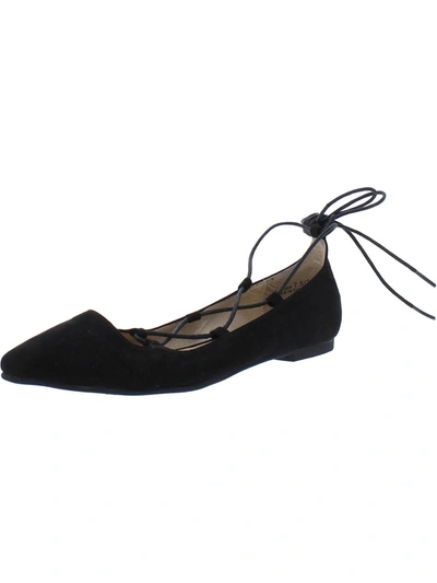 Chinese Laundry Bhfo Womens Faux Suede Ankle Strap Ballet Flats In Black