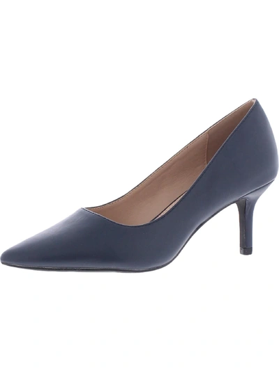 French Connection Kate Womens Vegan Leather Slip On Pumps In Blue