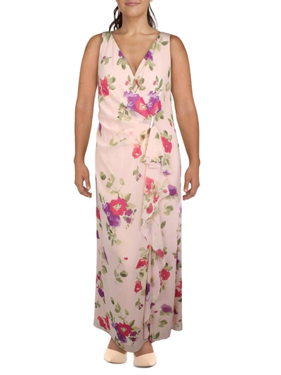 Lauren Ralph Lauren Womens Chiffon Floral Evening Dress In Pink