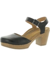 AETREX FINLEY WOMENS LEATHER ANKLE STRAP CLOGS