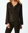 ECRU ANDREWS DRAPED BLOUSE IN BLACK