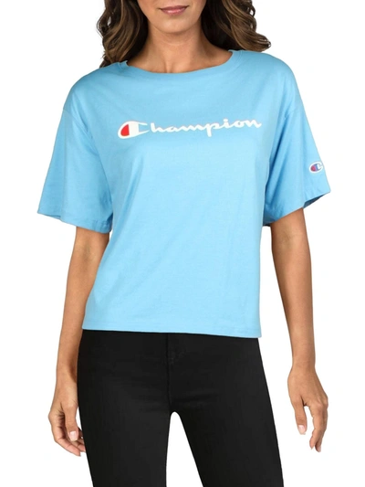 Champion Womens Cropped Short Sleeve Shirts & Tops In Blue